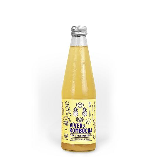 KOMBUCHA PIÑA HIERBABUENA VIVER KOMBUC BTLLA 330 ML