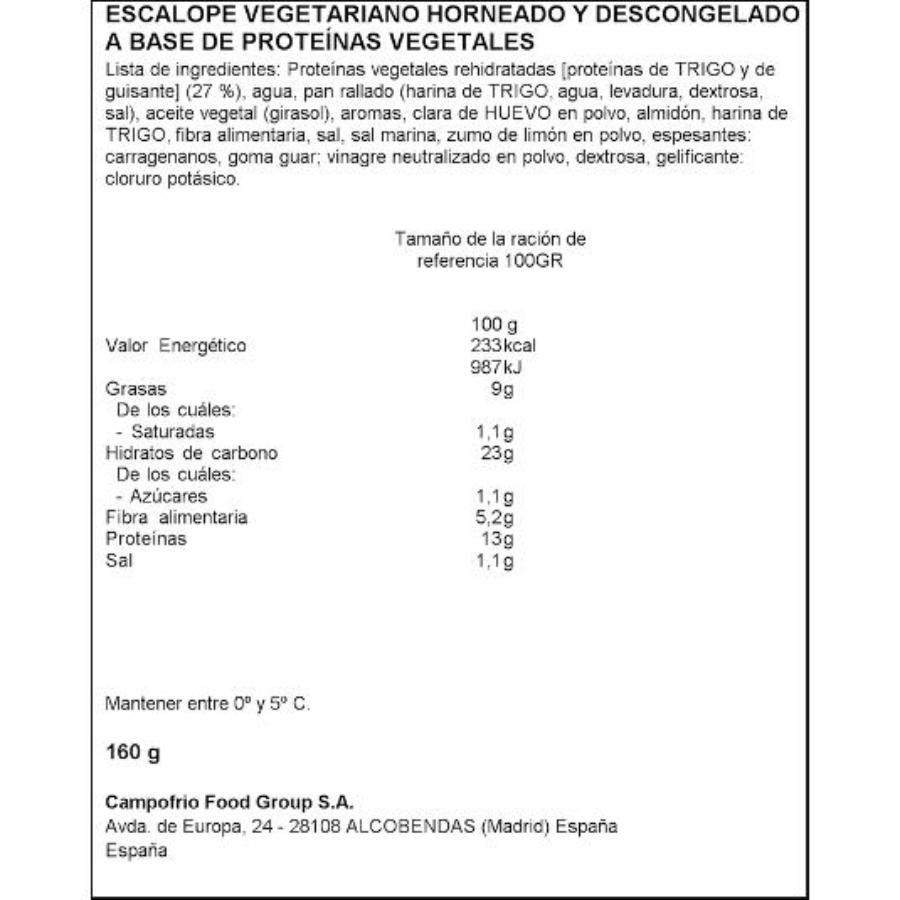 ESCALOPE VEGGIE 6UDS VEGALIA PQTE 160 GR