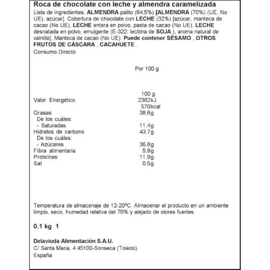 ROCAS DE ALMENDRA CON CHOCOLATE DELAVIUDA CAJA 100 GR