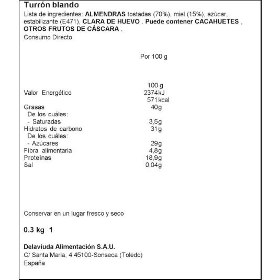 TURRON BLANDO COSECHA PROPIA EL ALMENDRO PTLLA 300 GR