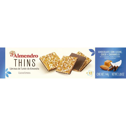 LAMINAS TURRON CHOC.LECHE+COCO EL ALMENDRO CAJA 144 GR