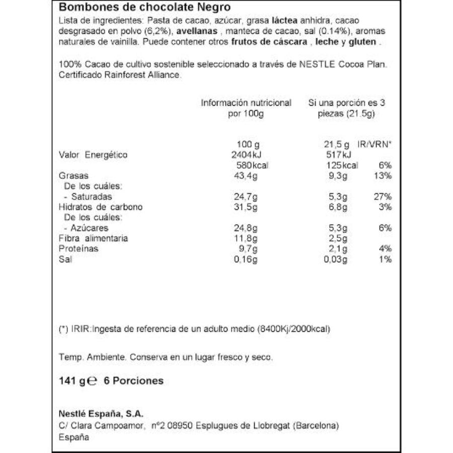 BOMBON DARK SUBLIME 85% CACAO NESTLE CAJA 141 GR