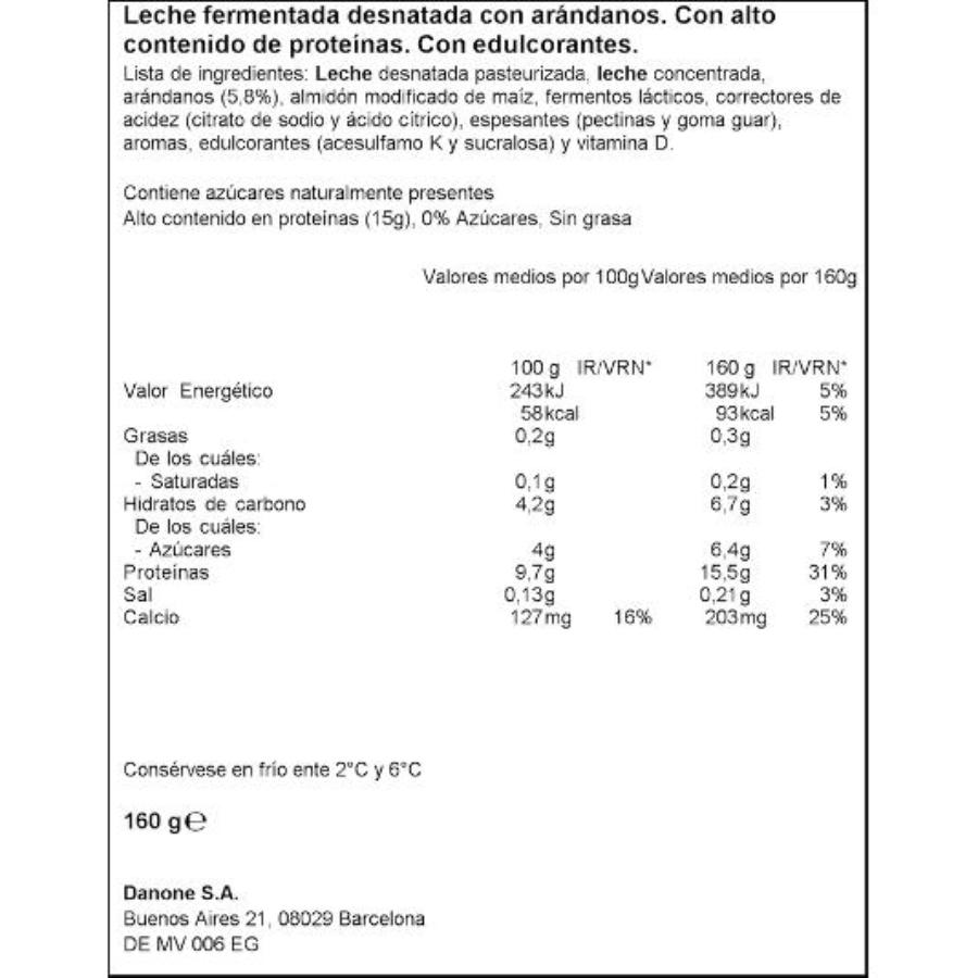 YOGUR PROTEINA ARANDANOS YOPRO DANONE UNIDAD 160 GR