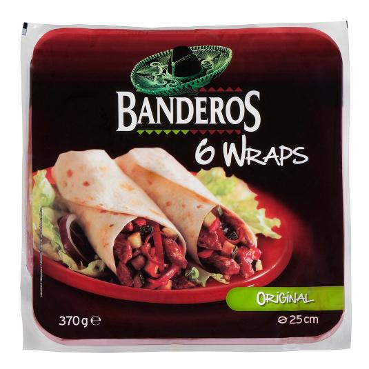 TORTILLAS WRAPS 25CM X6 BANDEROS PQTE 370 GR