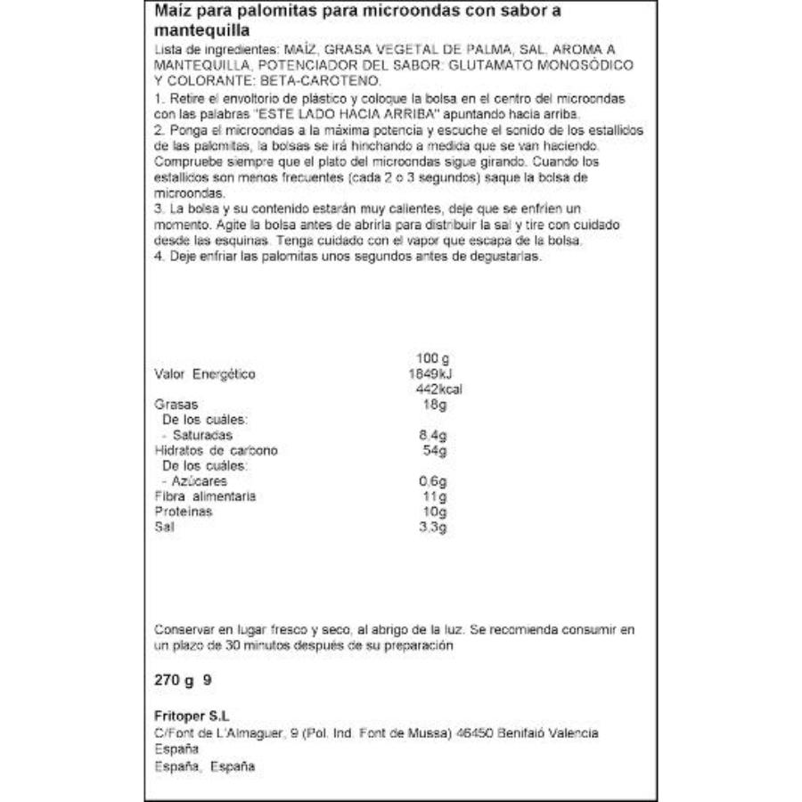PALOMITAS MANTEQUILLA MICRO X3 SPAR PACK 270 GR