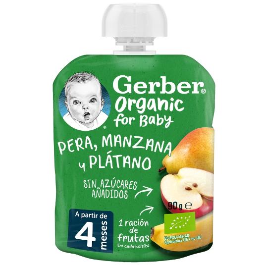 PURE PERA/MANZ.PLAT.ORGANIC GERBER BOLSA 90 GR