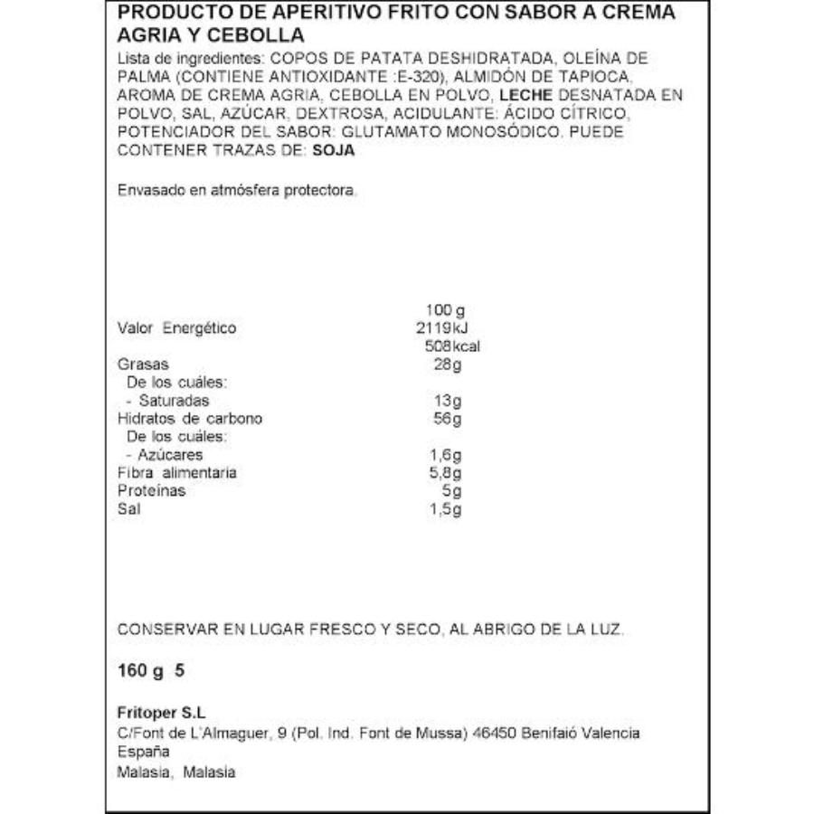 PATATAS CRIPS SOUR CREAM ONION SPAR BOTE 160 GR