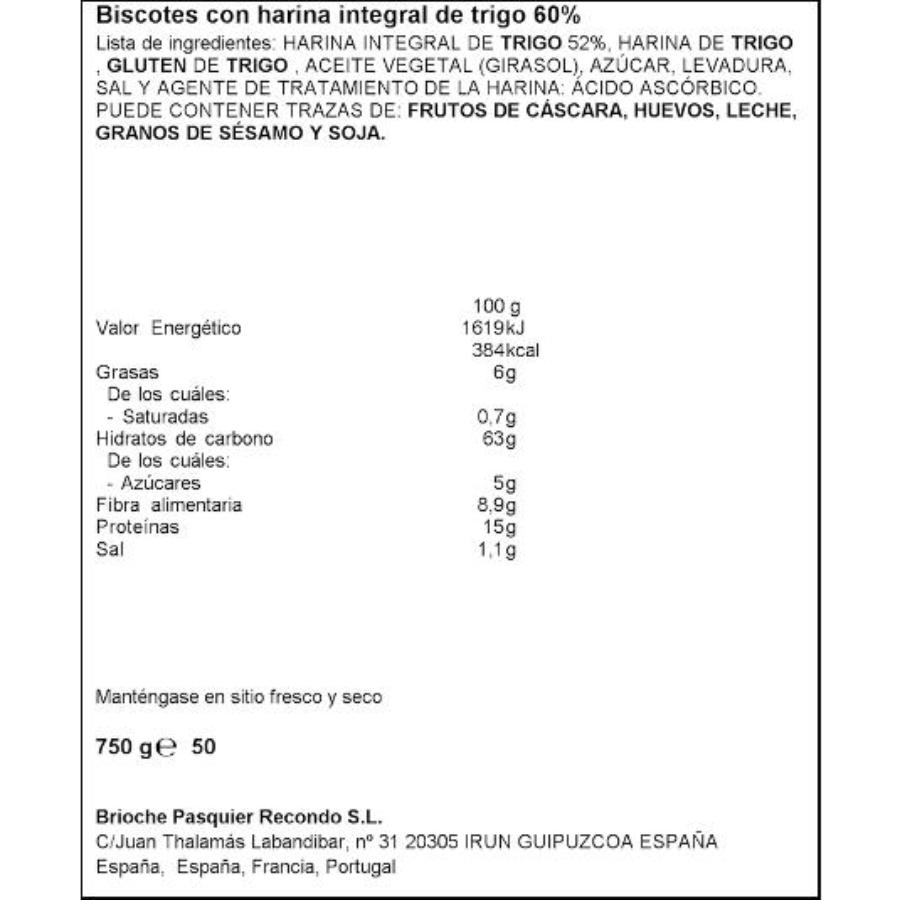 BISCOTTE INTEGRAL 100 REB SPAR PQTE 750 GR