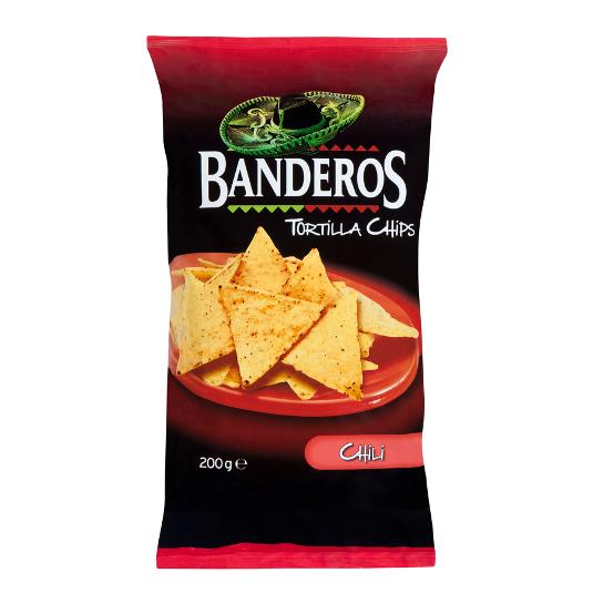 TORTILLA CHIPS CHILI BANDEROS BOLSA 200 GR