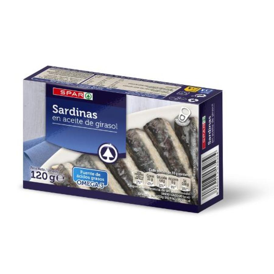 SARDINAS ACEITE VEGETAL SPAR LATA 88 GR