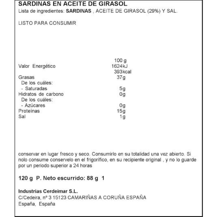 SARDINAS ACEITE VEGETAL SPAR LATA 88 GR