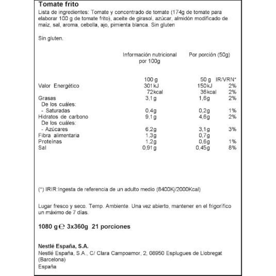 TOMATE FRITO FRASCO 3X360 SOLIS FRASCO 1080 GR
