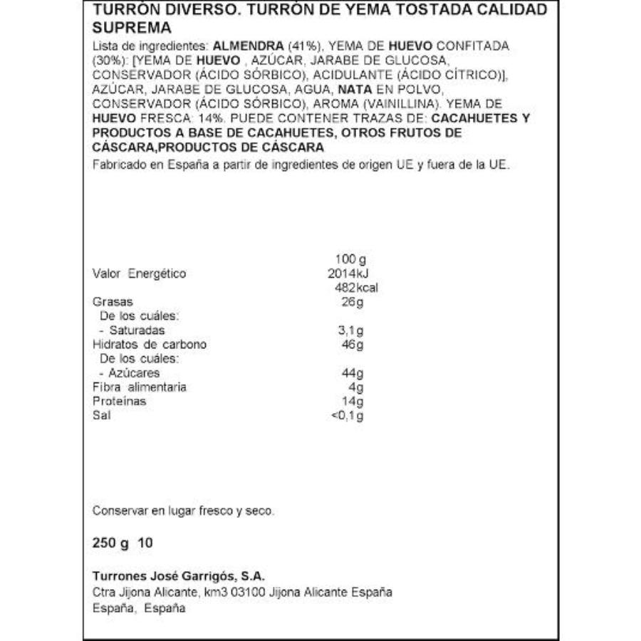 TURRON YEMA TOSTADA SUPREMA DELEITUM PTLLA 250 GR
