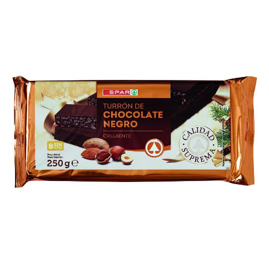 TURRON CHOCOLATE NEGRO CRUJIENT SPAR PTLLA 250 GR