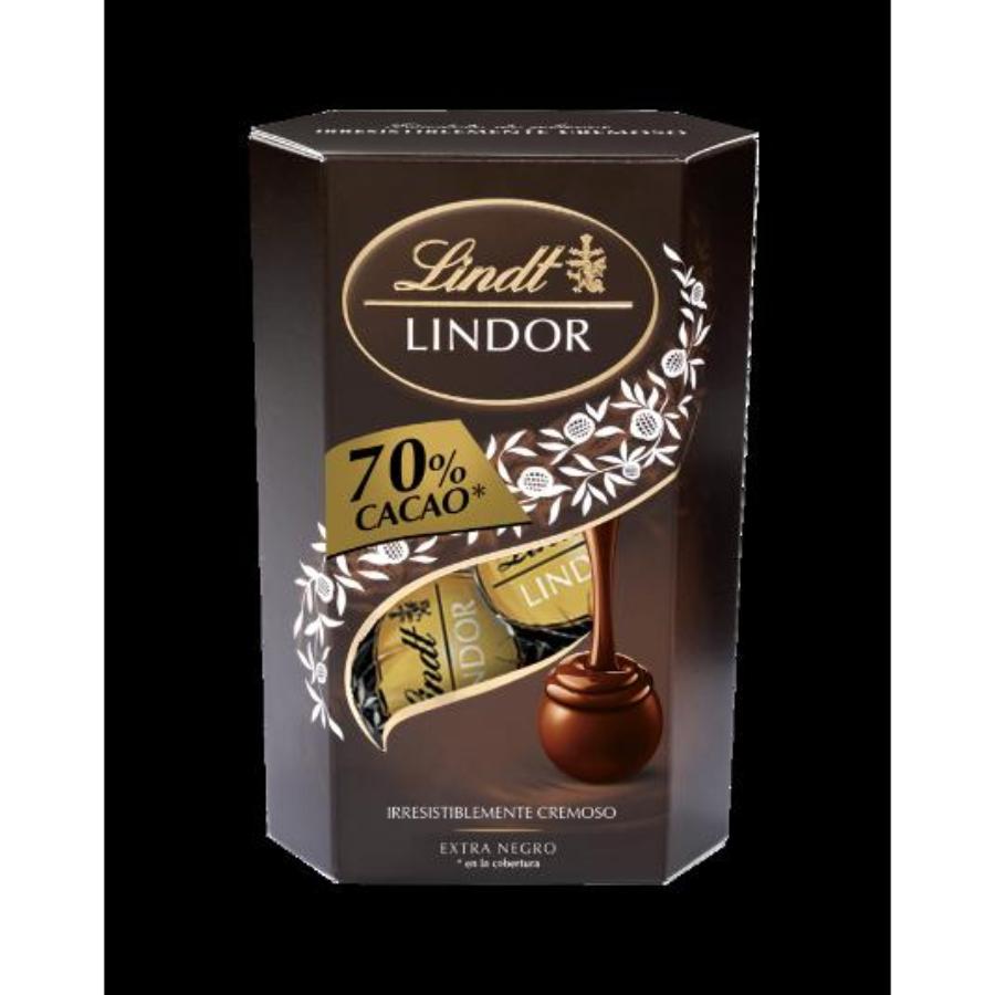 BOMBON CORNET CH0C.NEGRO 70% LINDOR ESTCHE 75 GR