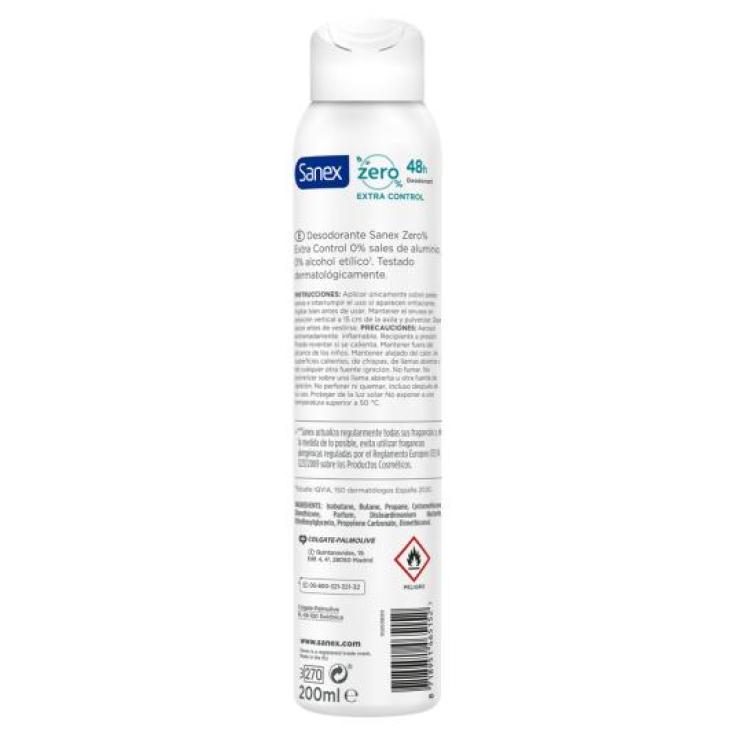 DESODORANTE ZERO% EXTRACONTROL SANEX SPRAY 200 ML