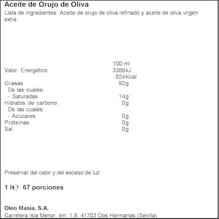 ACEITE ORUJO LINDOLIVA BTLLA 1 LT