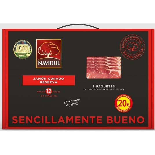 MALETIN JAMON RESERVA 8X80GR NAVIDUL UNIDAD 640 GR