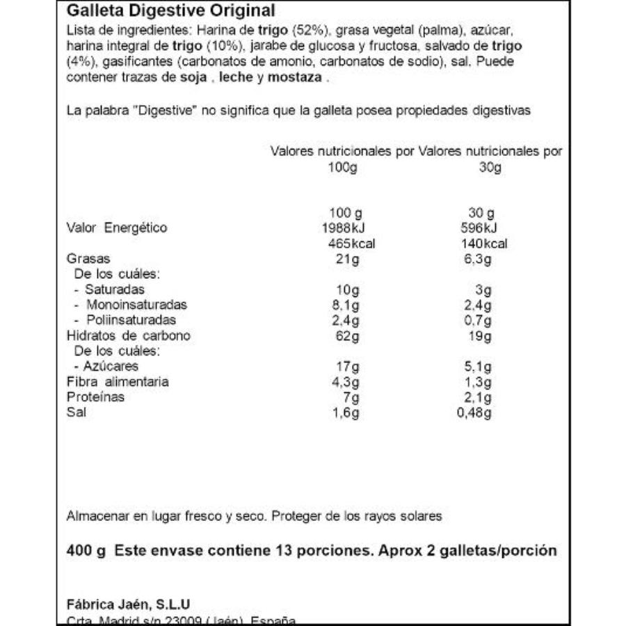 GALLETA DIGESTIVE FAMILY BISC. CAJA 400 GR