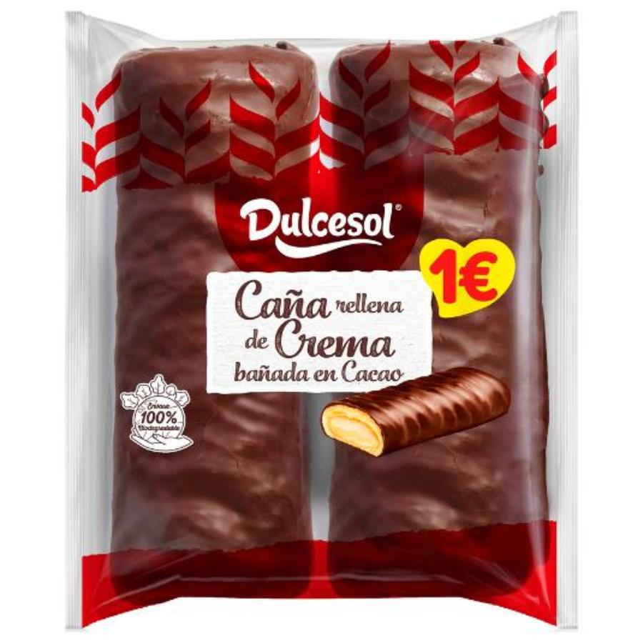 CAÑA CREMA CHOCO 2UDS DULCESOL PQTE 160 GR