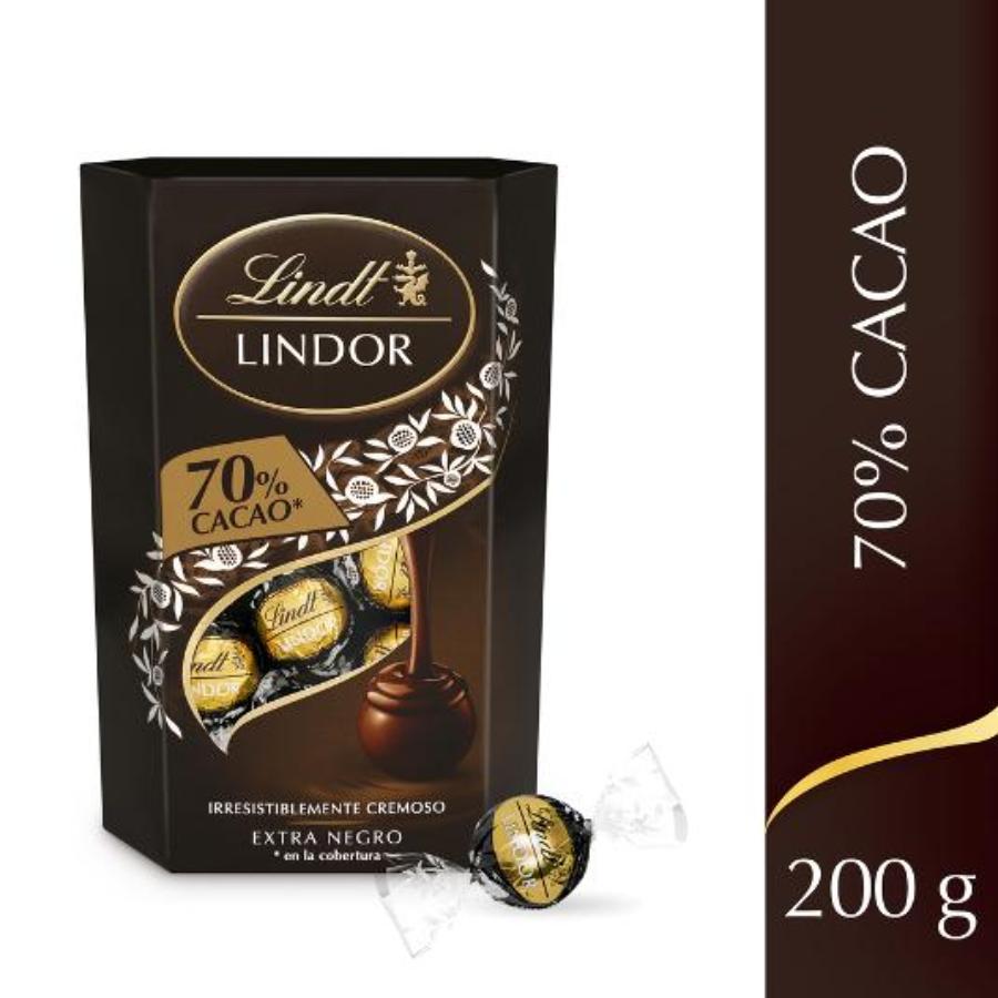 BOMBONES CORNET NEGRO 70% CACAO LINDOR CAJA 200 GR