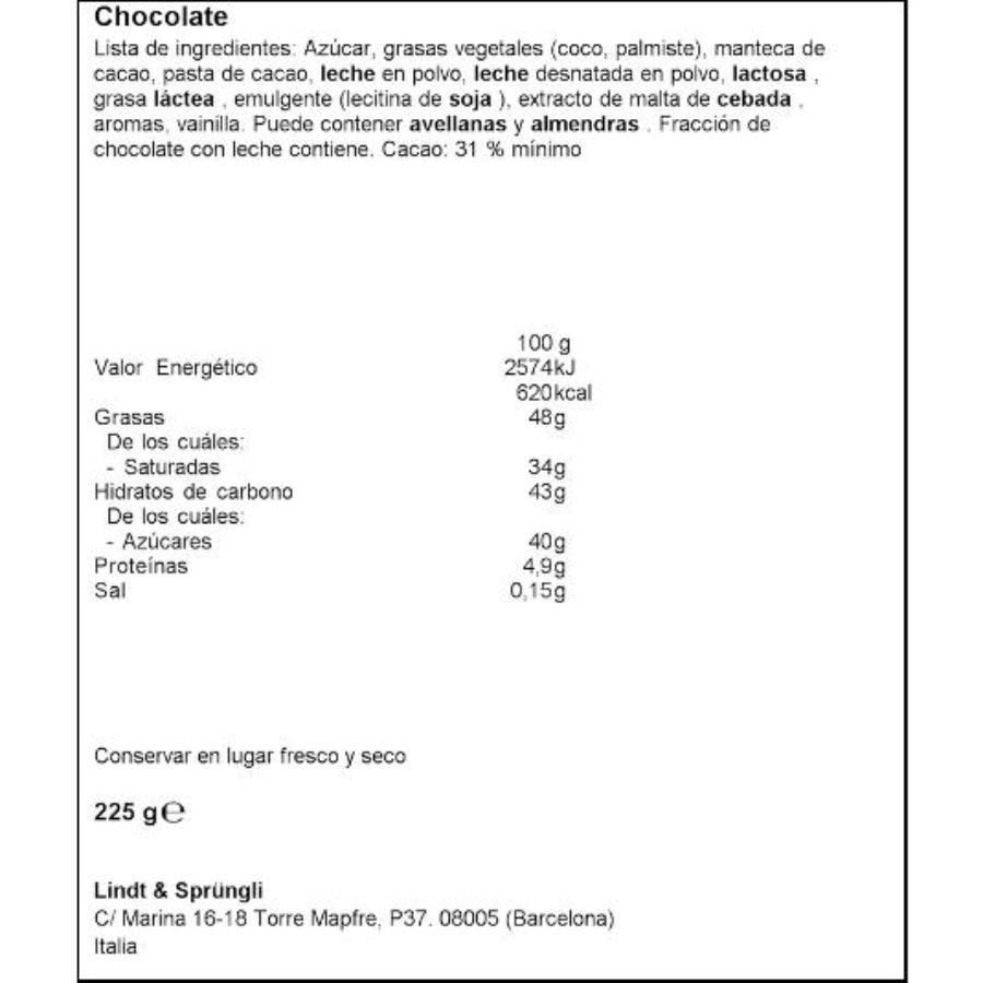 BOMBON LATA COLEC.CHOC.LECHE LINDOR LATA 225 GR