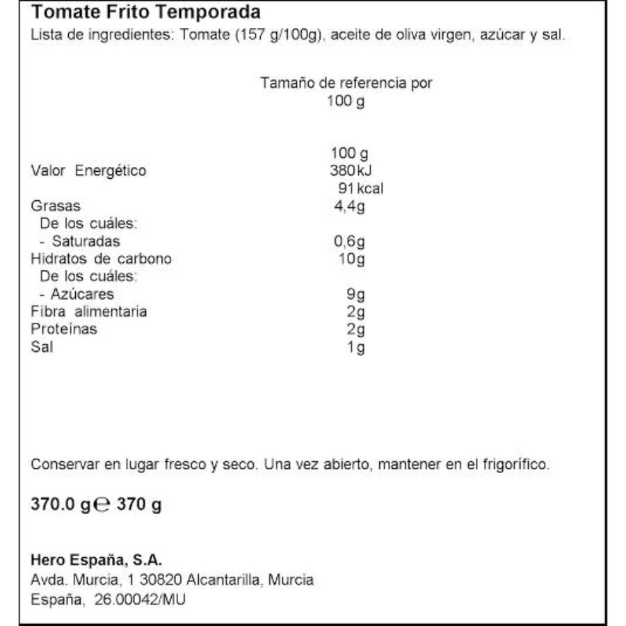 TOMATE FRITO DE TEMPORADA HERO FRASCO 370 GR